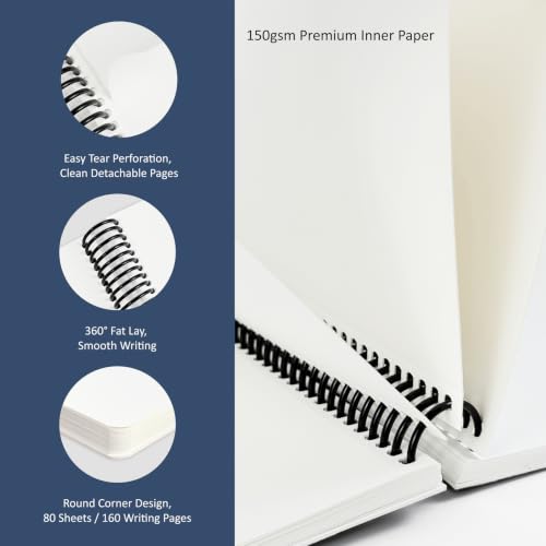 Hardcover Sketchbook,7.2" x 8.3" Spiral Bound Drawing Pad | 150gsm(92lb)Acid-Free Thick Paper,Blank Art Journal for Adults,Artists&Beginners,Ideal for Sketching,Doodling and Mixed Media - color: moon