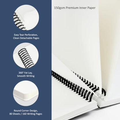 Hardcover Sketchbook,7.2" x 8.3" Spiral Bound Drawing Pad | 150gsm(92lb)Acid-Free Thick Paper,Blank Art Journal for Adults,Artists&Beginners,Ideal for Sketching,Doodling and Mixed Media - color: moon