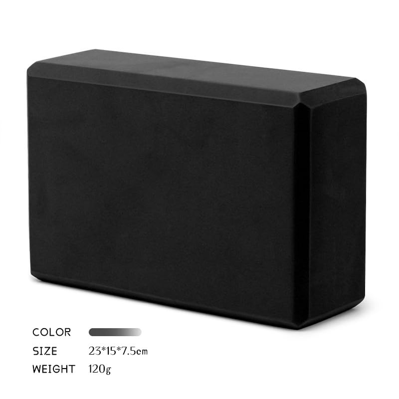 Yoga Blocks, EVA Foam Workout Equipment, High Density Foam Blocks with Non-Slip Surface, Beveled Edges for Yoga, Pilates, Stretching, Meditation, Home Gym Essentials, 9" x 6" x 3" - color: Black