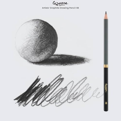 Cezanne Graphite Drawing Pencils Set - 4B, Set of 12 Break-Resistant Graphite Lead, Easy-to-Sharpen Sketch Pencils, Master Artist Quality Graphite Pencils for Technical and Artistic Drawing - color: 4B, size: Set of 12