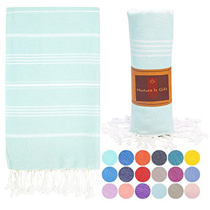 Beach Towel 100% Cotton Turkish Beach Towel Adult 38x70 Inch Pre-washed Absorbent Extra Large|Sand Free Quick Dry BathTowels|Lightweight Blanket|Travel Cruise Camping Spa Gym Yoga Towel|Fair Aqua - color: Aqua Blue