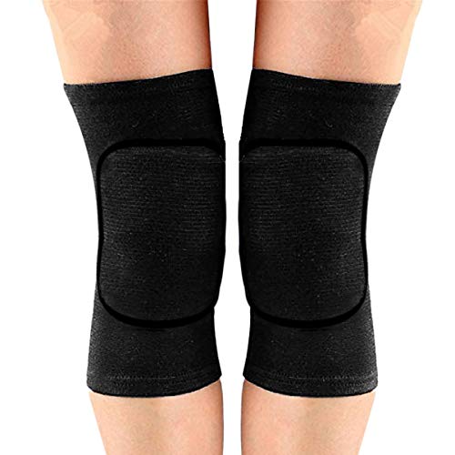 JUMISEE Kids Knee Pad, Anti-Slip Padded Sponge Knee Brace Breathable Flexible Elastic Knee Support for Football Volleyball Dance Skating Basketball Sports - color: Pure Black, size: X-Small(4-7 Years old)