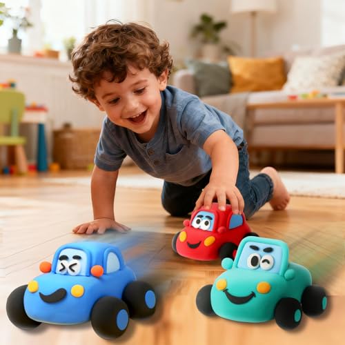 Air Dry Clay Kit for Kids - 3 Boxes Pull Back Car Making | Modeling Clay with Sculpting Tools, Base, Backing Board, Tutorial, Ultra Light & Soft, Creative DIY Arts and Crafts Toys - color: Racine Trio