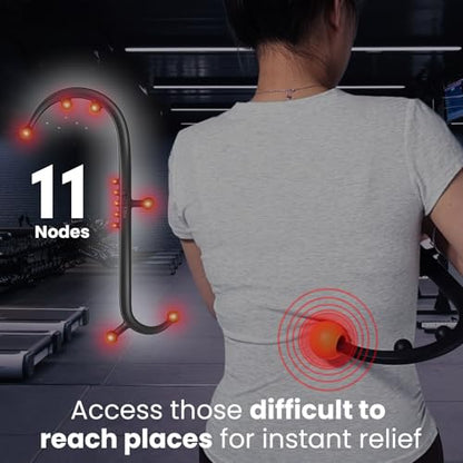 LiBa Trigger Point Massage Tool 11-Node, Collapsible S/C Curve | 11 pressure point nodes, targets knots, shape-shifting S or C curve, detachable back neck shoulder massager, travel-friendly - color: Detachable Black