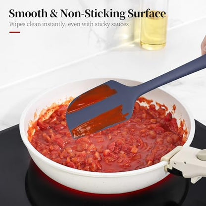 600ºF Heat Resistant Large Baking Silicone Spatula, Midnight Blue | 11.34in High Heat Food Safe Flexible Kitchen Silicone Scraper for Cooking Mixing Scraping Stirring Nonstick Cookware Pan Bowl - color: Midnight Blue, size: 11.34in - Large Spatula