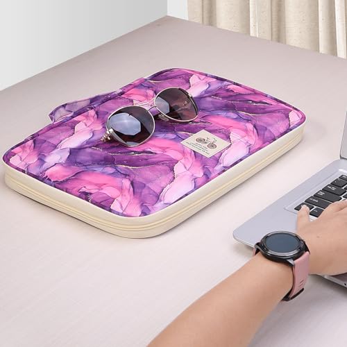 JAKAGO A4 Travel Portfolio Multifunctional Document Organizer Zippered Case for Office Supplies (Marble Purple) - color: Marble Purple
