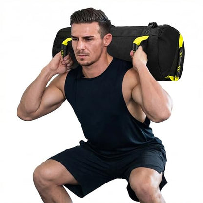 Taeku Fitness Sandbag with Handles, Adjustable Weight Training Bag | 1000D Oxford Fabric, Six Handles, Three Filler Bags, Adjustable Weight, Waterproof, Home Gym & MMA - color: Yellow