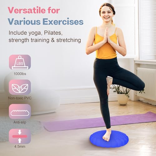 kisnbld Wobble Cushion, Balance Disc with Pump, Core & Posture Training - color: 2Blue