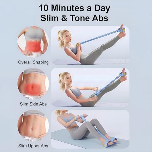 Pedal Resistance Bands with Handles, Upgrade Multi Function Pedal Training Band, 6-Tubes Natural Rubber Foot Pedal Resistance, Fitness Bands for Full Body, Abdomen, Waist, Arm, Leg - color: 블루.