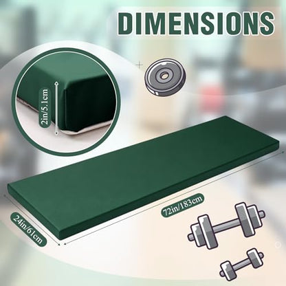 Lyrow 2 Inch Thick Yoga Mat 72x24 with Carry Strap Foam - color: Dark Green