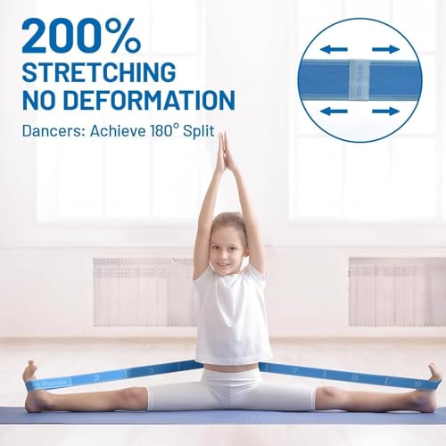 Slim Panda Stretch Strap, Multi-Loop for Physical Therapy,Elastic Yoga Stretching Strap for Dance,Yoga, Pilates & Gymnastics Exercise, Ballet Stretching Band for Flexibility, Leg Stretching - color: Blue