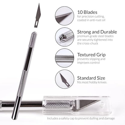 WA Portman Self-Healing Cutting Mat, Crafting Knife, 36'' Metal Ruler Set This set includes 24x36 Inch Sewing Cutting Mat, 10pc #11 Blades, Exacto Knife Set, & 36 Inch Cork Backed Metal Ruler Set - size: 24x36