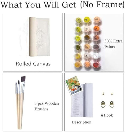 ZRIZQ Paint by Numbers Kit for Adults Beginner,Flowers and Cat,16x20 | Full set with wooden brushes,rolled canvas,rich paints.Calming activity.Beginner friendly.Just open and paint. - color: 16"X20"Rolled Canvas-Flowers 8