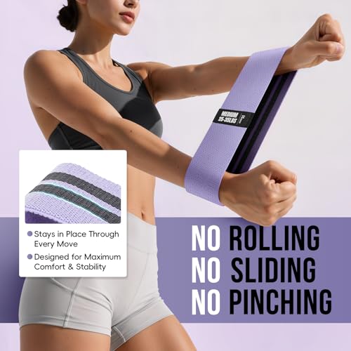 Fabric Resistance Band Set with Exercise Guide, 3 Levels for Hip and Glute - color: Morandi Colors - green, purple, pink