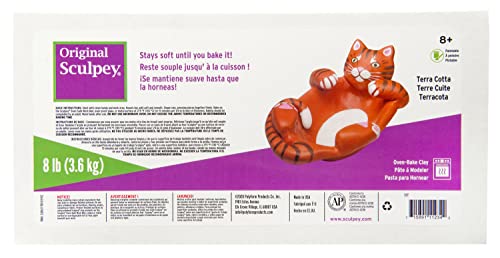Sculpey Original Sculpey® Terra Cotta, Non Toxic, Polymer clay, Oven Bake Clay, 8 pounds great for modeling, sculpting, holiday, DIY and school projects. Great for all skill levels