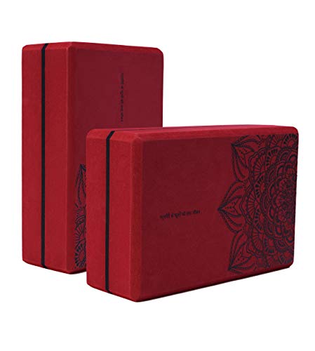 nuveti Yoga Blocks Set of 2, High Density Yoga Brick Foam Blocks to Improve Strength, Flexibility and Balance Brick Foam Blocks - color: Red
