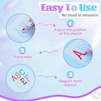 40 Pcs Letter Stencils for Painting,Alphabet & Number Templates for Journal | Letter & Number Stencils, 6 Size Options From 0.3 To 1.45 Inch, Reusable Pet Plastic, Ideal For Journaling, Scrapbooking