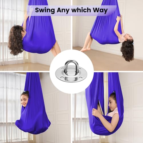 Kids Therapy Swing with Special Needs Snuggle Swing Cuddle Hammock Indoor Adjustable Aerial Yoga for Children with Autism, ADHD, Asperger, Sensory Integration (Hardware Included) - color: Purple