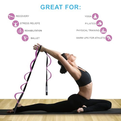 A AZURELIFE Premium Durable Stretch Straps with Loops, Stretching Strap for Physical Therapy, Multi-Loop Yoga Strap Fitness Exercise Strap for Yoga, Pilates, Dance, Flexibility&Exercise - color: #1-Purple