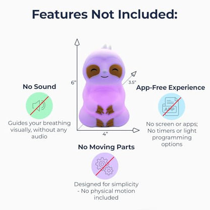 Mindsight 'Breathing Buddha' Guided Visual Meditation | 3 Modes to Slow Your Breathing & Calm Your Mind | Stress & Anxiety Relief | Wellness Gift | Adults, Kids, Classrooms | USB Rechargeable - size: Sloth