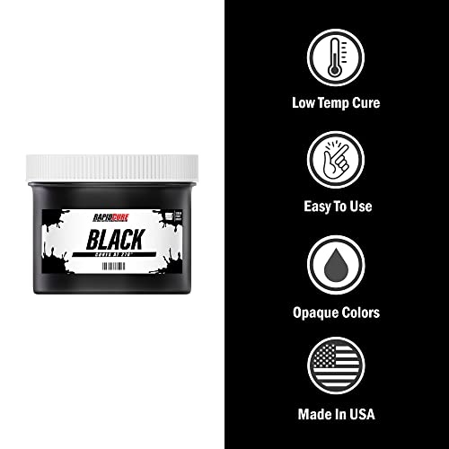 Rapid Cure Black Plastisol Ink - Silk Screen & Screen Printing Ink, 5 Gl | Cures At 270°F Vs. Standard 320°F For Faster Turnaround - Bold Opaque Color, Non-Phthalate, CPSIA Safe, USA Made - Black - color: Black, size: 640 fl oz