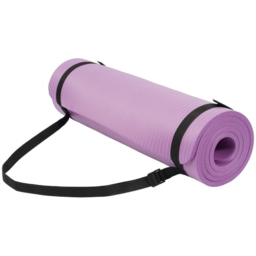 Fitvids Yoga Mat, 1/2-Inch Extra Thick High Density Exercise Mat, Anti-Tear Exercise Yoga Mat with Carrying Strap, Suitable for Various Yoga Exercises - color: Taro Purple