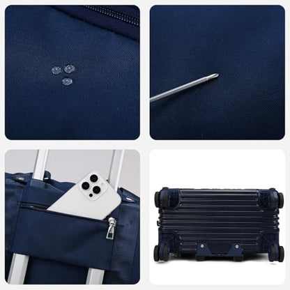 Expandable Rolling Travel Bag with Removable Wheels & Handle, Large Capacity Wheeled Duffle Tote, Foldable Carry On Luggage for Women, Lightweight Weekender Overnight Bag (DarkBlue) - color: DarkBlue