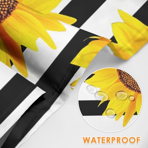 Apron with Pockets, 32x28 inch, for Women Men, Black White Flower | Sunflowers Striped Waterproof Adjustable Bib Aprons for Kitchen Cooking Baking Painting Gardening - color: Sunflower