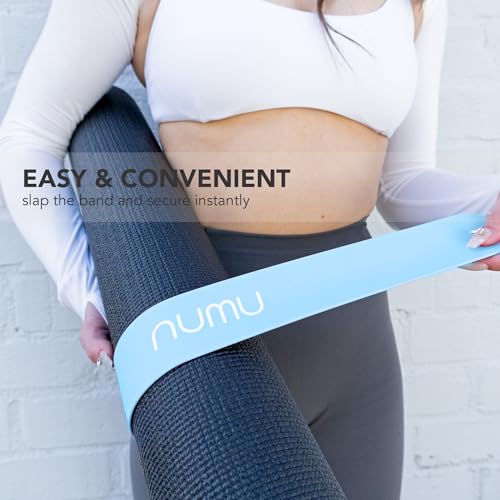 Numu Yoga Mat Strap Slap Band - Easy Snap On to Keep Exercise Mat Tightly Rolled and Secured for Yoga Mat Storage and Travel - color: Blue
