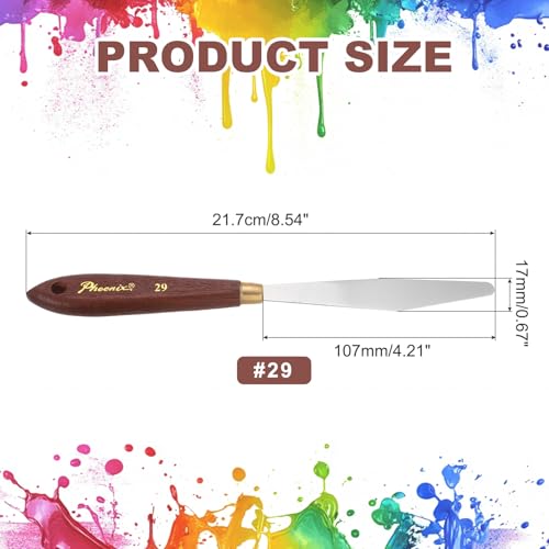 MECCANIXITY Pack of 1 Palette Knife No.29, 8.5" Long Palette Knives with Stainless Steel Flexible Spatula Pallet Knife and Wood Handle for Scraping, Mixing, Oil Acrylic Painting Canvas - style: No.29