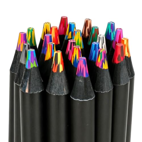 Aksipo 24 Rainbow Colored Pencils, Art Supplies Coloring Pencils Drawing Set for Teens Adults Girls, Ideal Gift for Coloring, Sketching, Painting - style: 24 Rainbow Colored