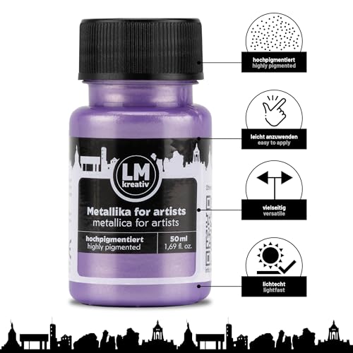 Metallic Acrylic Paint 1.69 fl oz - Violet - Premium Metallic Paint for Artists and Crafters. High Coverage, Lightfast & Durable. Ideal for Canvas, Wood, Ceramic & More - color: Violet