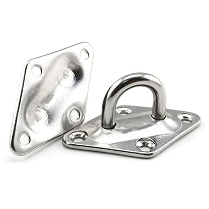 heyous 2 Set M8 Suspension Ceiling Wall Mount U Hook Anchor Hanger Stainless Steel Heavy Duty Multi Purpose Hammock Swing Ceiling Hook Rhombic Base Plate with Snap Hook - color: Rhombic, size: M8