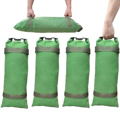 4 Pack Thick Canvas Flood Sandbags w/Handles Convenient for Flood Control | Two-Hand Carrying, Quick-Release Buckles, Foldable Canvas, Uv-Resistant, Vehicle Ballast, Double Stitching.