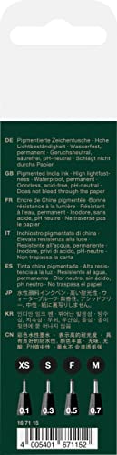 Faber-Castell Pitt Artist Pen 167115 India Ink Pens Pack of 4 M F S XS Black | Waterproof and fade-resistant drawing ink with XS, S, F and M tip for sketching and illustration