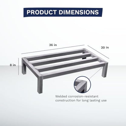 CenPro Commercial NSF Aluminum Dunnage Rack - 1,500 lb. Weight Capacity - 36"x20"x8" (28W-137) - size: 36x20x8"
