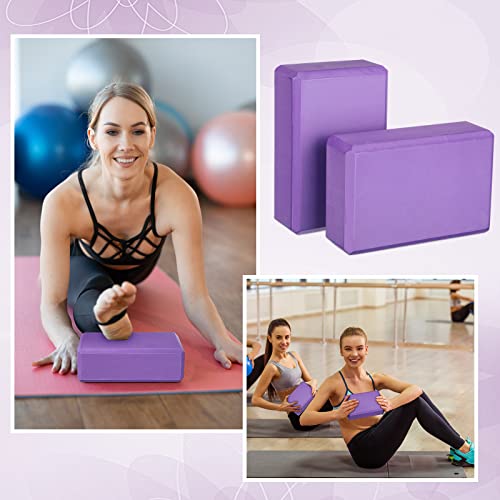 20 Pcs Yoga Blocks Bulk Eva Foam Exercise Brick Purple Non Slip Gymnastic Soft High Density Dance for Girls Women Toning Meditation Stretching Yoga Pilates Accessories