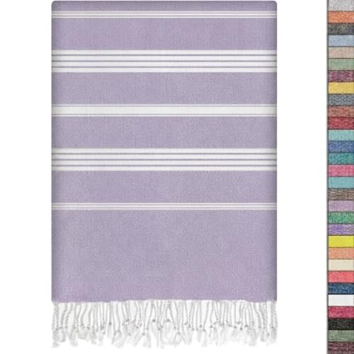 EPHESUS TOWELS Turkish Beach Towel - 38x70 inch Oversized - Sultan Design - Turkish Towel for Beach, Bath, Pool, Gym, Yoga - Prewashed, Lightweight, Quick Dry (Light Lilac) - color: Light Lilac