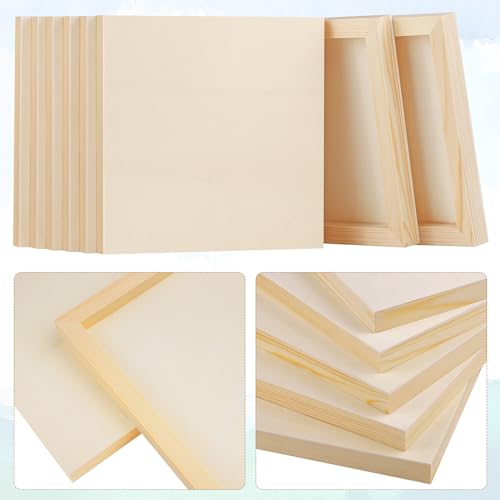 Aodaer 8 Pack Wood Panels 8 x 8 Inch Wooden Panels Canvas Unfinished Craft Wood Boards Panels for Art Crafts Acrylic and Oil Painting Pouring DIY Projects - size: 8 x 8 Inch