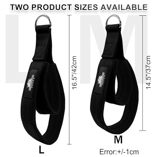 Durable Pilates Double Loop D-Ring Straps - Padded Handles for Reformer, Yoga & Home Gym Workouts - color: black, size: L