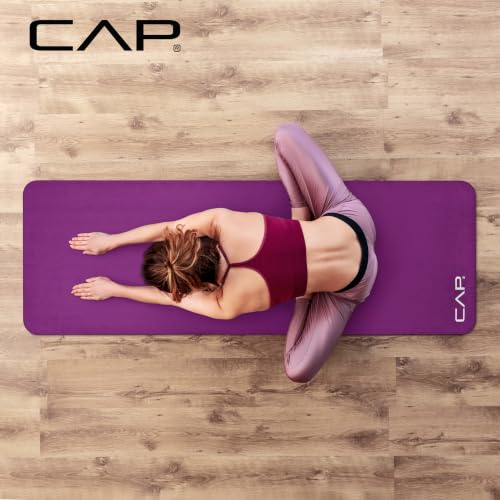 CAP 1" Extra Thick Yoga Mat, Exercise Mat with Strap, Multiple Colors - color: Wine