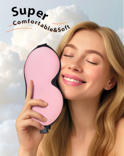 MABAO Weighted Sleep Mask, 100% Blackout Blindfold for Sleeping, Pink - color: Pink