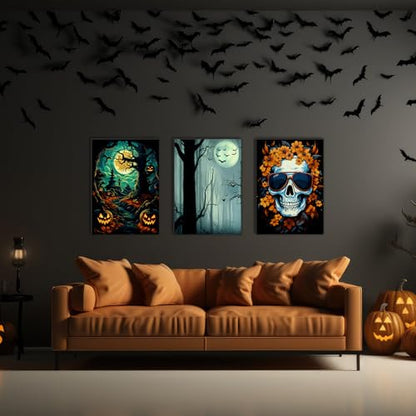 Honoson 6 Pcs Halloween DIY Paint by Number Kits for Adults | Framed Canvases with Easel, Ghost Skeleton Pumpkin Cat, Suitable for Beginner, Ideal for Haunted Wall Decor and Stress Relief - style: Halloween