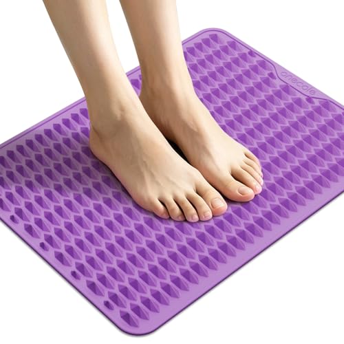 Acupressure Mat for Foot Massage, Silicone Foot Reflexology Mat | Portable Feet Mat for Plantar Fasciitis Relief and Muscle Relaxation - color: Purple
