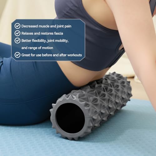 Foam Roller, 15 inch High Density Massage Roller for Exercise | Deep Tissue Massager for Muscle Massage, Myofascial Trigger Point Release, Exercise, Yoga, Pilates & Stretching, Gray - color: Gray