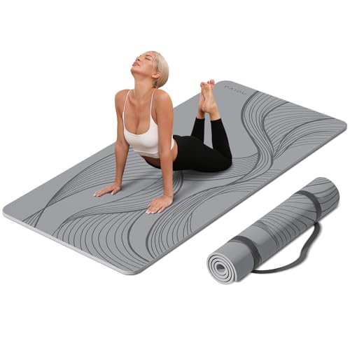 PAIDU Large Yoga Mat 72"x36"x10mm Non-Slip Exercise Mat for Home Gym Studio - color: Gray