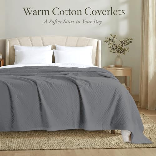 Threadmill Luxury Cotton Blankets for Twin Size Bed | All-Season 100% Cotton Twin Blanket for Bed | Aster Jacquard Lightweight, Soft & Cozy Coverlet, 350GSM, 68 x 90 inches | Dark Grey - color: Aster Dark Grey, size: Twin / Twin-XL