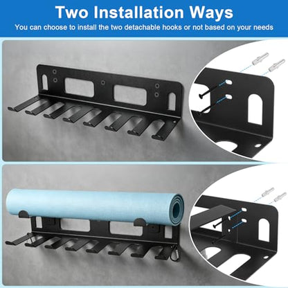 Gym Equipment Storage Rack, Multifunctional Workout Equipment Storage, Gym Wall Storage for Resistance Bands, Yoga Mats, Jump Ropes, Barbells