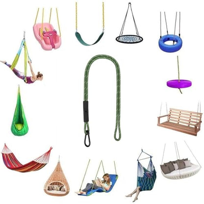 Heavy Duty Tree Swing Ropes, Hammock Tree Straps Hanging Kit, for Outdoor Swings Hammock Playground Set Accessories (10ft,121",Green,2Pack) - size: 121''(10FT)-2 Pack