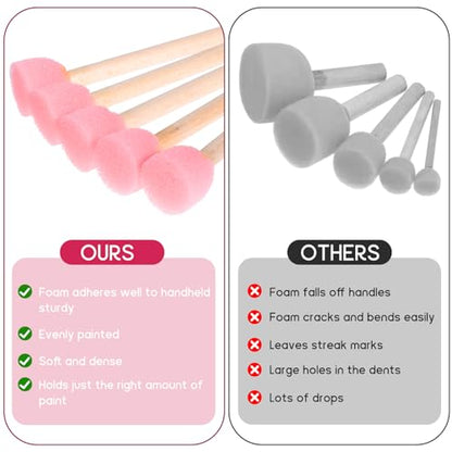 40 Pieces Round Sponge Paint Brush, 0.6 Inch Round Sponge Foam Brush Set Painting Tools for Acrylic Painting and Face Paintbrush Arts and DIY Crafts, Pink